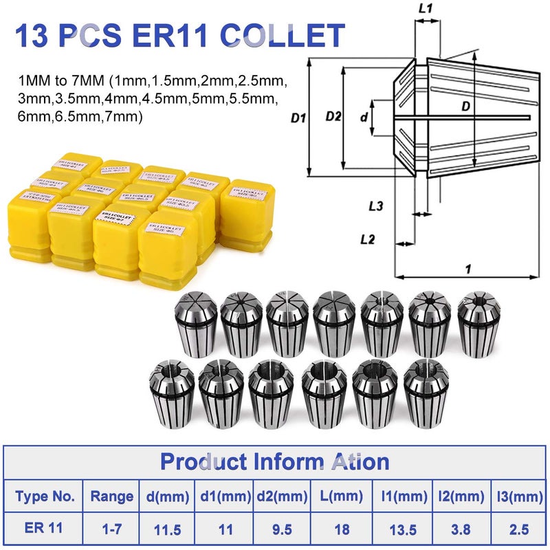 MYSWEETY CNC Spindle, 500W Air Cooled 0.5kw Milling Motor and Spindle Speed Power Converter and 52mm Clamp and 13pcs ER11 Collet for DIY Engraving - Image 5